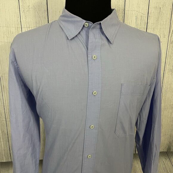 Stio Men's XL Blue 100% Cotton Long Sleeve Button-Front Shirt w/ Pocket - Picture 3 of 7